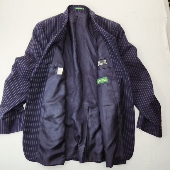 Lauren Ralph Lauren Blazer Mens 42L Wool Windowpane Two Button Chalk Stripe Coat - Picture 5 of 13